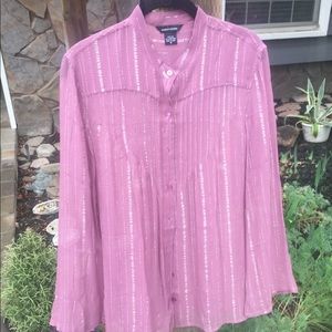 🐰Sheer mauve and silver blouse🐰